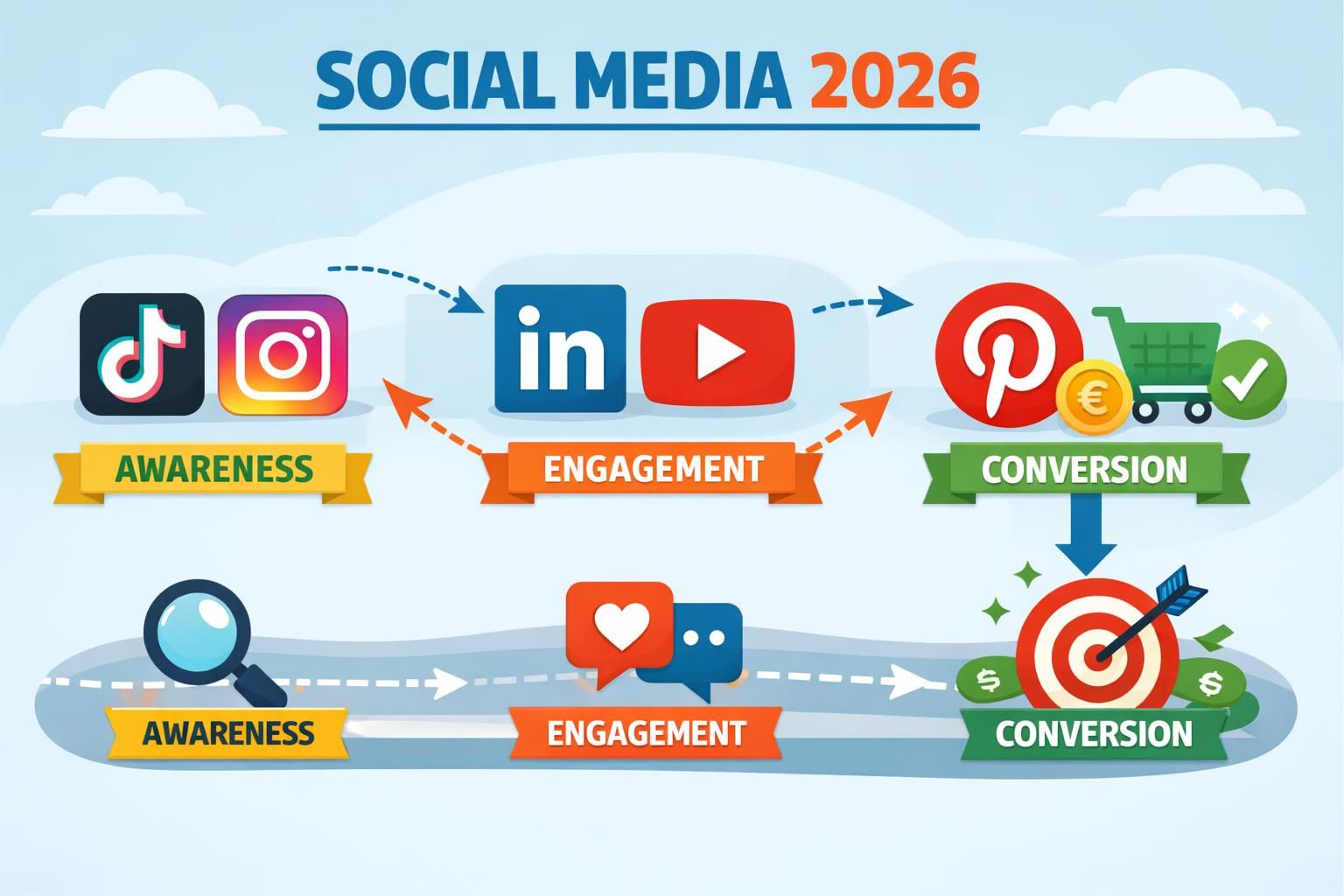 entdecken sie, welche social-media-plattformen 2026 die customer journey als wichtigste conversion-kanäle prägen und wie sie diese optimal für ihr marketing nutzen können.